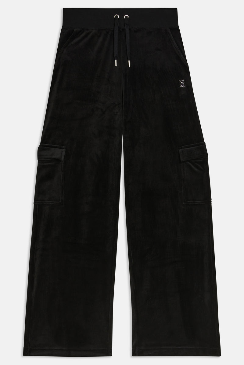 Pant "Audree Cargo" I black mit Strasssteinchen