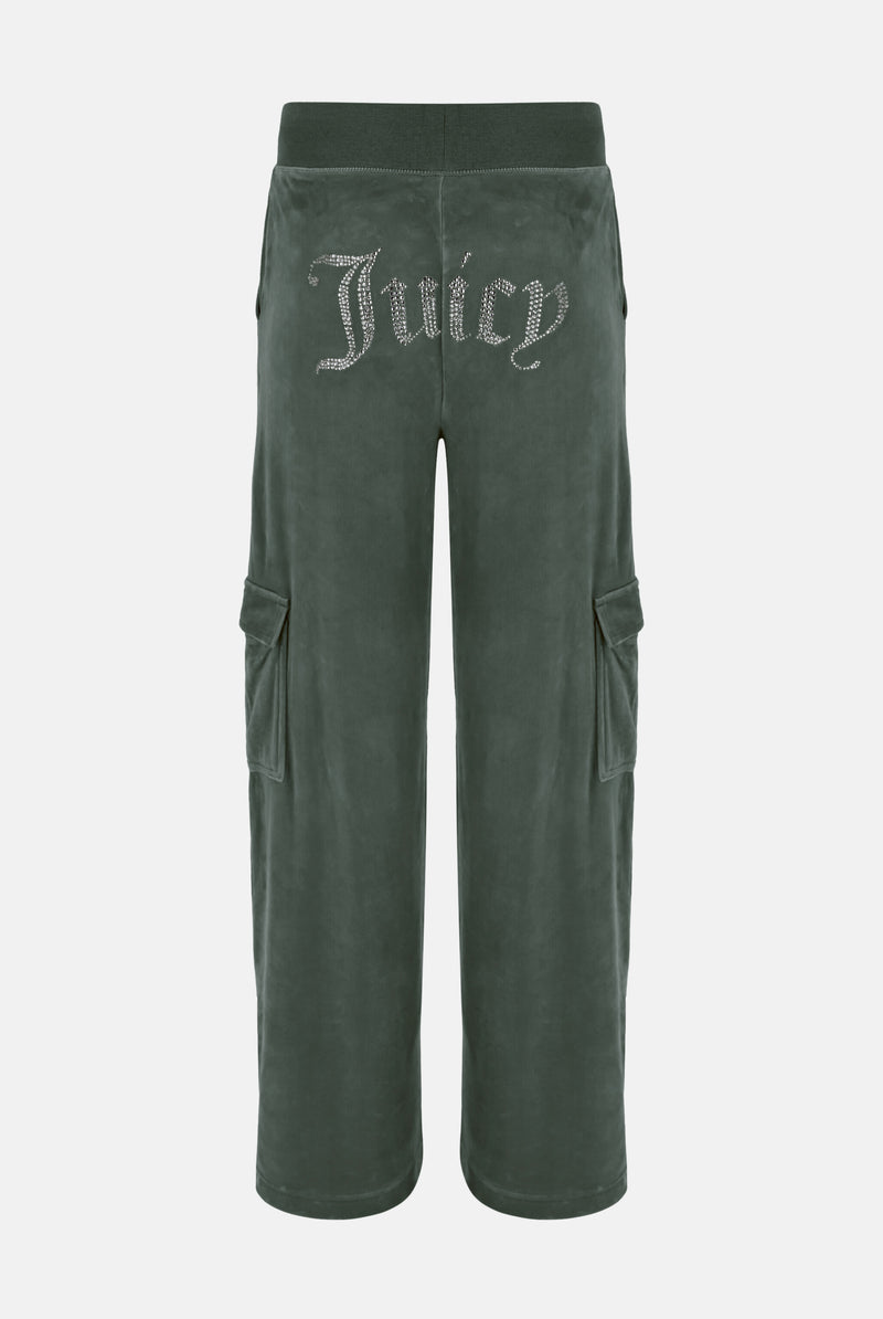 Pant "Audree Cargo" I thyme mit Strasssteinchen