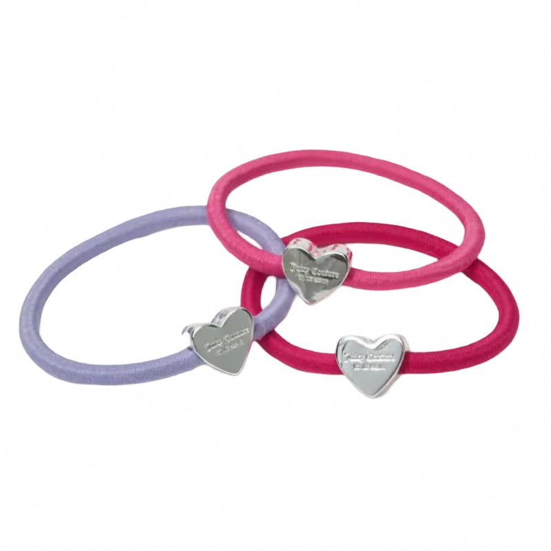 Haar-Gummi "Heart" I silver pink 3er Pack