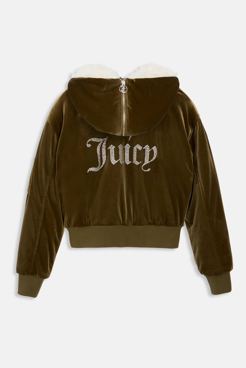 Jacke "Rydell Fur" I dark olive mit Kapuze