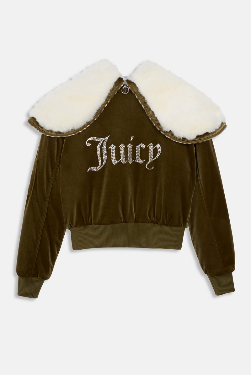 Jacke "Rydell Fur" I dark olive mit Kapuze