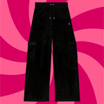 Pant "Audree Cargo" I black mit Strasssteinchen