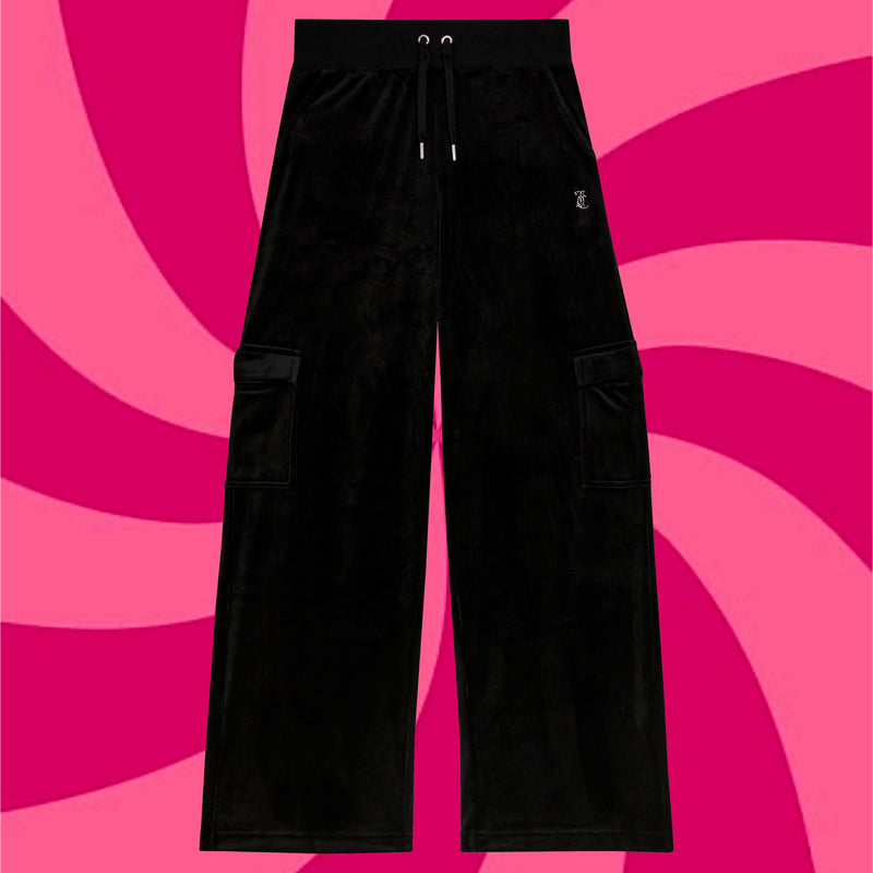 Pant "Audree Cargo" I black mit Strasssteinchen