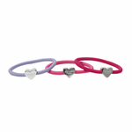 Haar-Gummi "Heart" I silver pink 3er Pack