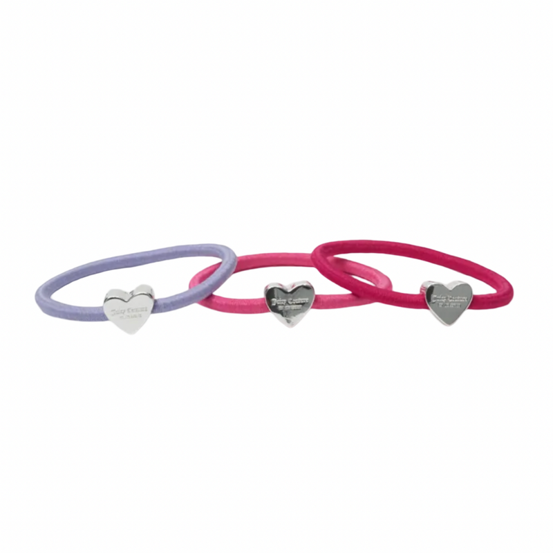 Haar-Gummi "Heart" I silver pink 3er Pack