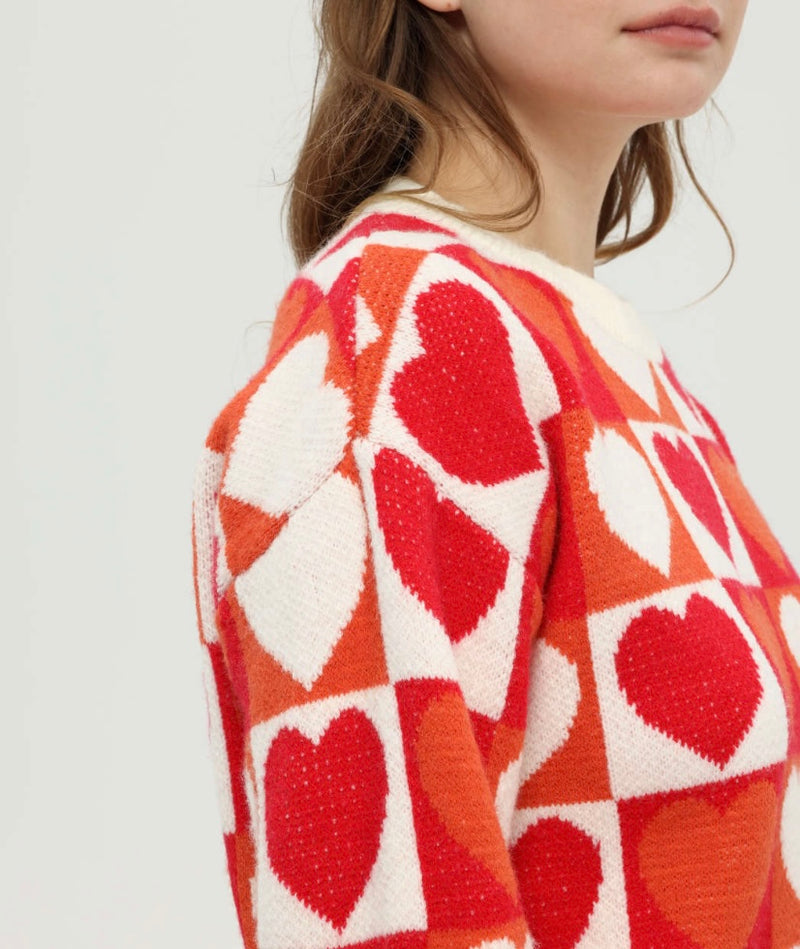 Pullover "Hearts" I red
